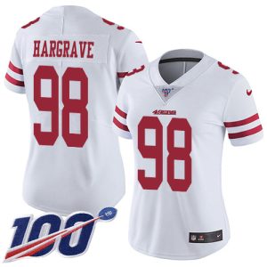 49ers #98 Javon Hargrave White Women's Stitched NFL 100th Season Vapor Limited Jersey