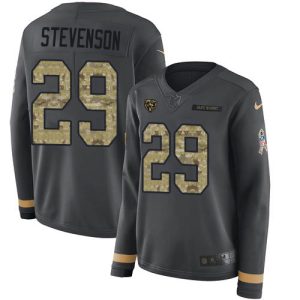 Bears #29 Tyrique Stevenson Anthracite Salute to Service Women's Stitched NFL Limited Therma Long Sleeve Jersey