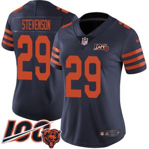 bears #29 tyrique stevenson navy blue alternate women's stitched nfl 100th season vapor untouchable limited wholesale jersey