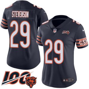 Bears #29 Tyrique Stevenson Navy Blue Team Color Women's Stitched NFL 100th Season Vapor Untouchable Limited Jersey