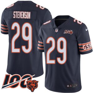 bears #29 tyrique stevenson navy blue team color youth stitched nfl 100th season vapor untouchable limited personalized jersey