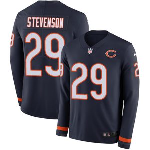 cheap Bears #29 Tyrique Stevenson Navy Blue Team Color Youth Stitched NFL Limited Therma Long Sleeve Jersey