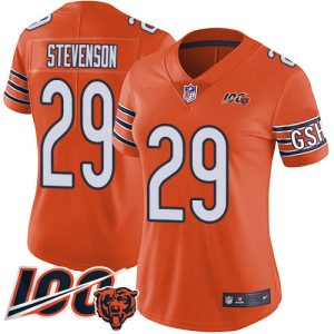 Bears #29 Tyrique Stevenson Orange Women's Stitched NFL Limited Rush 100th Season Jersey