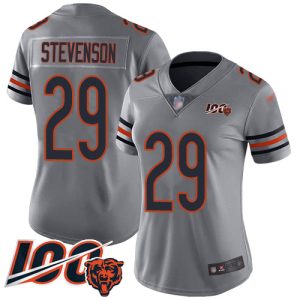 authentic Bears #29 Tyrique Stevenson Silver Women's Stitched NFL Limited Inverted Legend 100th Season Jersey