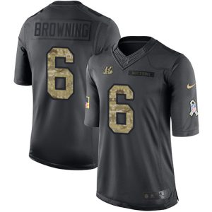 bengals #6 jake browning black men's stitched nfl limited 2016 salute to service cheap jersey