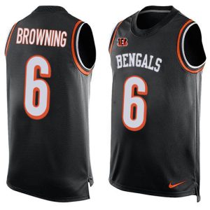 bengals #6 jake browning black team color men's stitched nfl limited tank top wholesale jersey