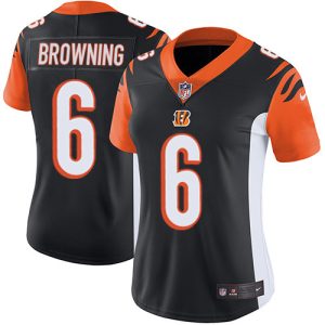 limited Bengals #6 Jake Browning Black Team Color Women's Stitched NFL Vapor Untouchable Limited Jersey