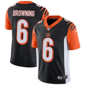 Bengals #6 Jake Browning Black Team Color Youth Stitched NFL Vapor Untouchable Limited Jersey