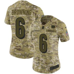 bengals #6 jake browning camo women's stitched nfl limited 2018 salute to service wholesale jersey