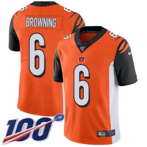 Bengals #6 Jake Browning Orange Alternate Men's Stitched NFL 100th Season Vapor Untouchable Limited Jersey