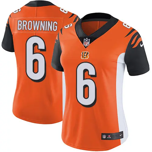 Bengals #6 Jake Browning Orange Alternate Women's Stitched NFL Vapor Untouchable Limited Jersey