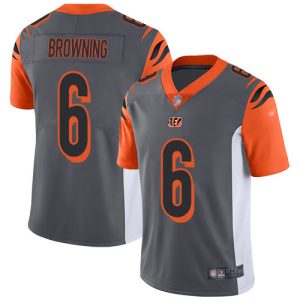 wholesale Bengals #6 Jake Browning Silver Youth Stitched NFL Limited Inverted Legend Jersey