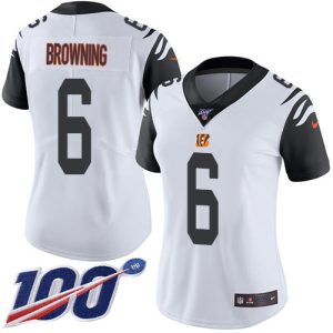 bengals #6 jake browning white women's stitched nfl limited rush 100th season cheap jersey