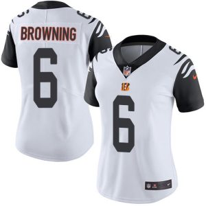 cheap Bengals #6 Jake Browning White Women's Stitched NFL Limited Rush Jersey