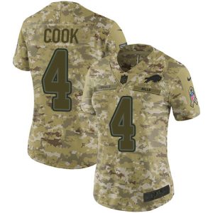 Bills #4 James Cook Camo Women's Stitched NFL Limited 2018 Salute To Service Jersey