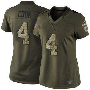 Bills #4 James Cook Green Stitched Women's NFL Limited 2015 Salute to Service Jersey