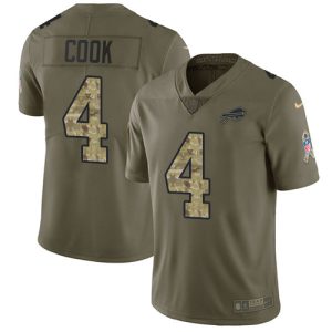 Bills #4 James Cook Olive/Camo Men's Stitched NFL Limited 2017 Salute To Service Jersey