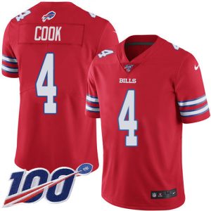 wholesale Bills #4 James Cook Red Men's Stitched NFL Limited Rush 100th Season Jersey