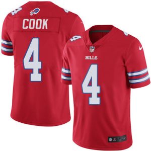 Bills #4 James Cook Red Youth Stitched NFL Limited Rush Jersey