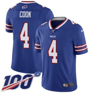 custom Bills #4 James Cook Royal Blue Team Color Men's Stitched NFL 100th Season Vapor Untouchable Limited Jersey