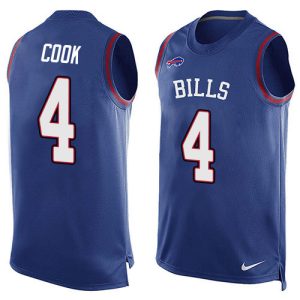 Bills #4 James Cook Royal Blue Team Color Men's Stitched NFL Limited Tank Top Jersey