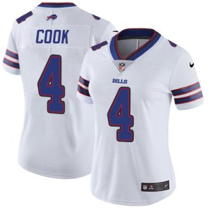 bills #4 james cook white women's stitched nfl vapor untouchable limited custom jersey