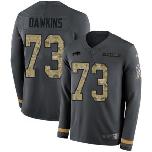 customized Bills #73 Dion Dawkins Anthracite Salute to Service Youth Stitched NFL Limited Therma Long Sleeve Jersey