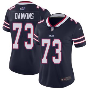 custom Bills #73 Dion Dawkins Navy Women's Stitched NFL Limited Inverted Legend Jersey