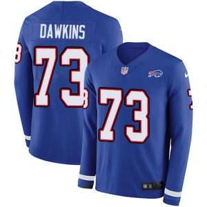 Bills #73 Dion Dawkins Royal Blue Team Color Men's Stitched NFL Limited Therma Long Sleeve Jersey