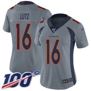 wholesale Broncos #16 Wil Lutz Gray Women's Stitched NFL Limited Inverted Legend 100th Season Jersey