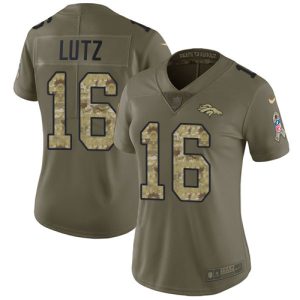 elite Broncos #16 Wil Lutz Olive/Camo Women's Stitched NFL Limited 2017 Salute To Service Jersey