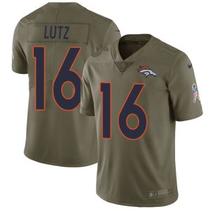 wholesale Broncos #16 Wil Lutz Olive Men's Stitched NFL Limited 2017 Salute To Service Jersey