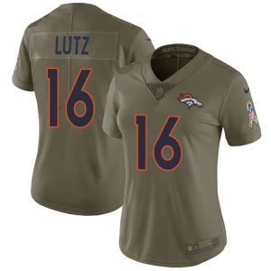 wholesale Broncos #16 Wil Lutz Olive Women's Stitched NFL Limited 2017 Salute To Service Jersey