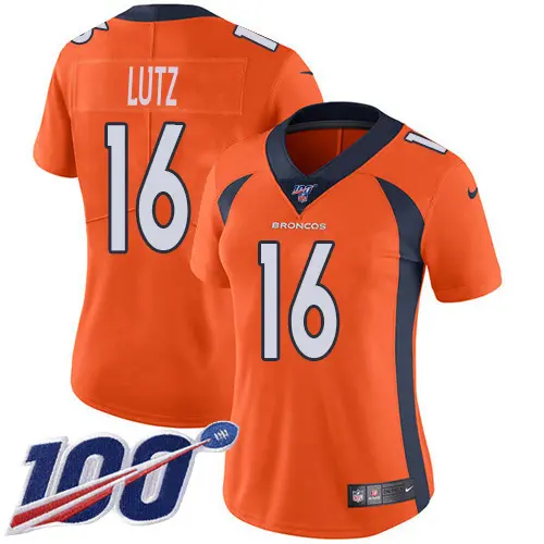 Broncos #16 Wil Lutz Orange Team Color Women's Stitched NFL 100th Season Vapor Untouchable Limited Jersey