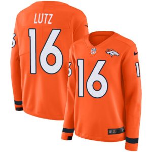 broncos #16 wil lutz orange team color women's stitched nfl limited therma long sleeve cheap jersey