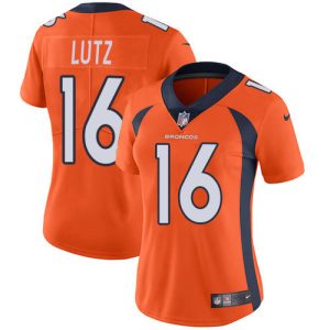 broncos #16 wil lutz orange team color women's stitched nfl vapor untouchable limited personalized jersey