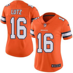 broncos #16 wil lutz orange women's stitched nfl limited rush cheap jersey