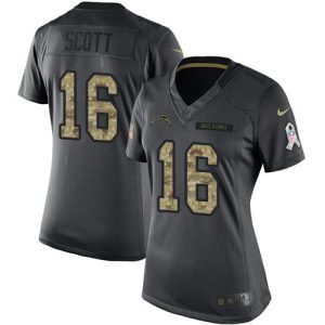 chargers #16 j.k. scott black women's stitched nfl limited 2016 salute to service cheap jersey