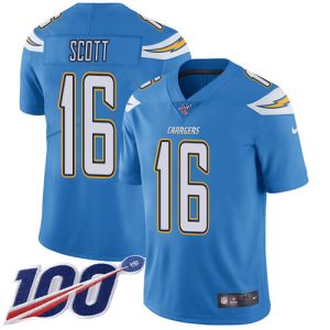 Chargers #16 J.K. Scott Electric Blue Alternate Men's Stitched NFL 100th Season Vapor Untouchable Limited Jersey