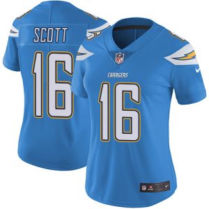 chargers #16 j.k. scott electric blue alternate women's stitched nfl vapor untouchable limited elite jersey