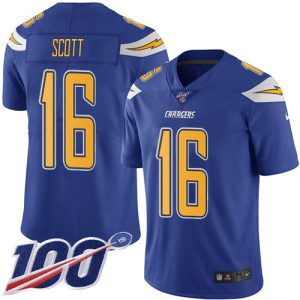 Chargers #16 J.K. Scott Electric Blue Men's Stitched NFL Limited Rush 100th Season Jersey