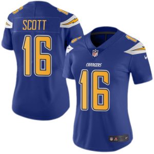 replica Chargers #16 J.K. Scott Electric Blue Women's Stitched NFL Limited Rush Jersey