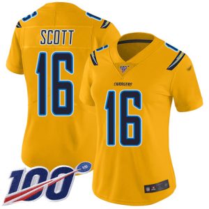 wholesale Chargers #16 J.K. Scott Gold Women's Stitched NFL Limited Inverted Legend 100th Season Jersey