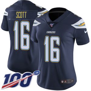 Chargers #16 J.K. Scott Navy Blue Team Color Women's Stitched NFL 100th Season Vapor Untouchable Limited Jersey