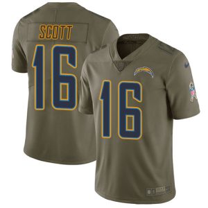 Chargers #16 J.K. Scott Olive Youth Stitched NFL Limited 2017 Salute To Service Jersey