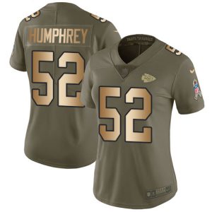 Chiefs #52 Creed Humphrey Olive/Gold Women's Stitched NFL Limited 2017 Salute to Service Jersey