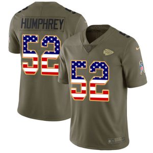 Chiefs #52 Creed Humphrey Olive/USA Flag Youth Stitched NFL Limited 2017 Salute To Service Jersey