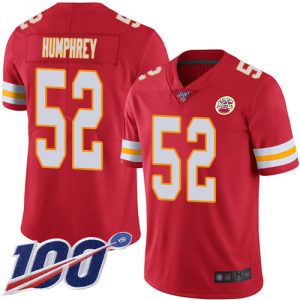 custom Chiefs #52 Creed Humphrey Red Team Color Men's Stitched NFL 100th Season Vapor Limited Jersey