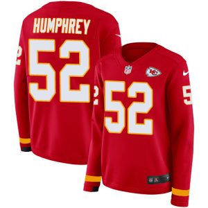 Chiefs #52 Creed Humphrey Red Team Color Women's Stitched NFL Limited Therma Long Sleeve Jersey