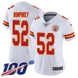 chiefs #52 creed humphrey white women's stitched nfl 100th season vapor limited replica jersey